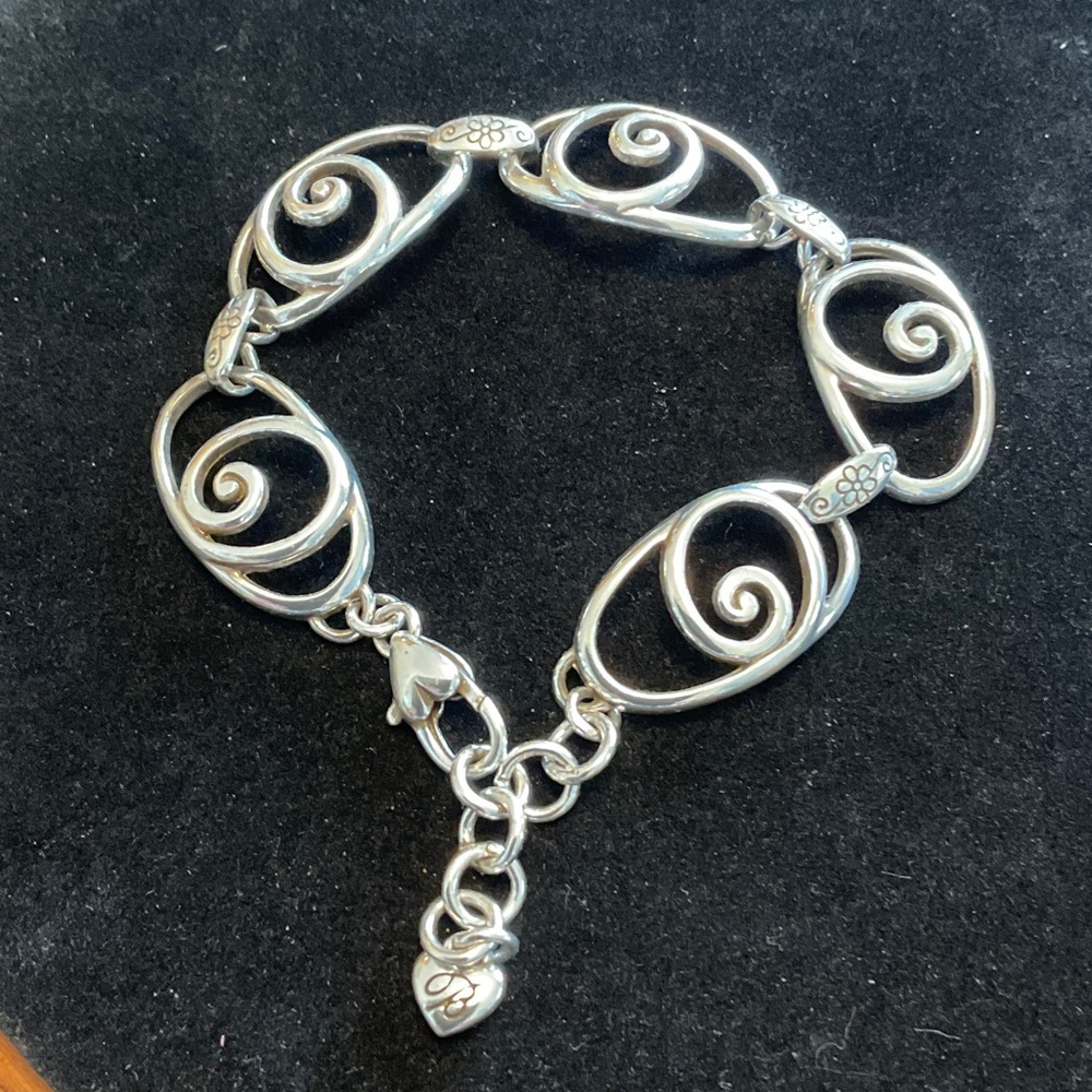 Brighton Silver Plated Swirl Bracelet with Heart Charm